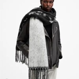 All Saints Black and Gray Scarf